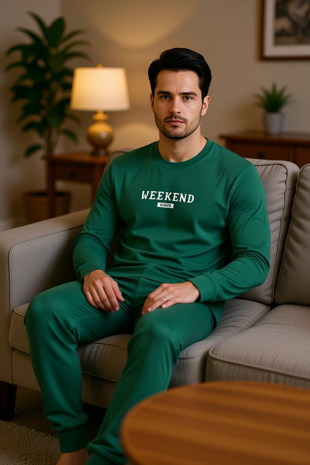 Cool Slogan Baskılı Erkek Uzun Kollu Pijama Takımı Fonksiyonel Dayanıklı Kaliteli Konforlu
