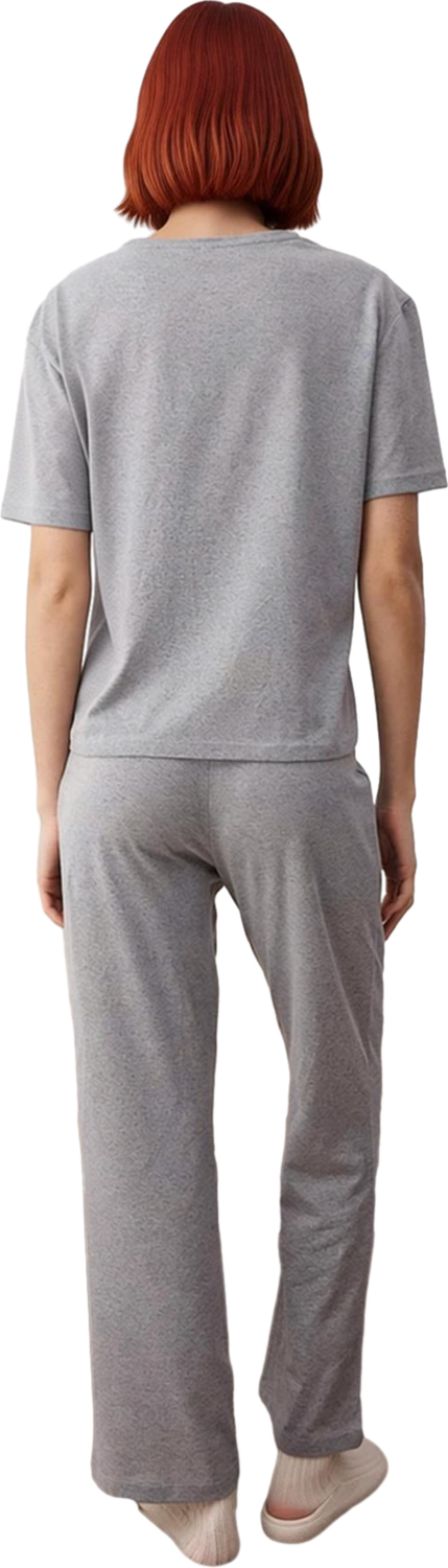 Kadın Bisiklet Yaka Kalp Nakışlı Pijama Takımı Fonksiyonel Dayanıklı Kaliteli Konforlu Şık