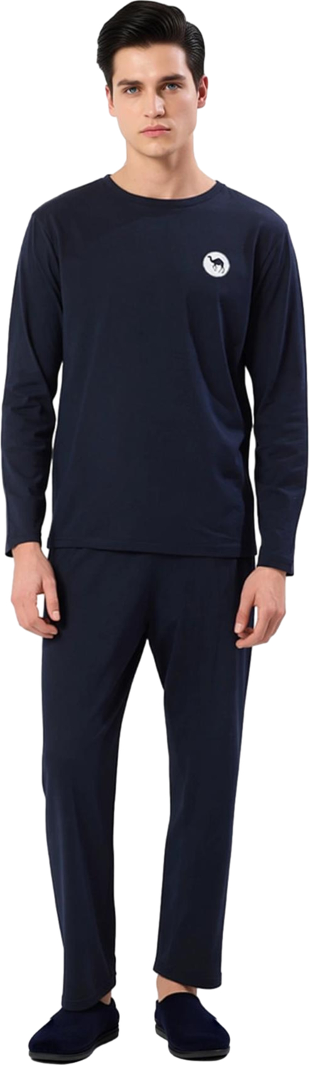 Erkek Regular Fit Uzun Kollu Pijama Takımı Deve Baskılı Fonksiyonel Dayanıklı Kaliteli Şık