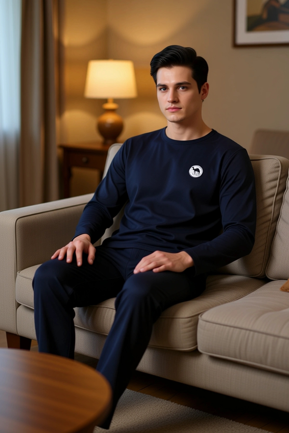 Erkek Regular Fit Uzun Kollu Pijama Takımı Deve Baskılı Fonksiyonel Dayanıklı Kaliteli Şık