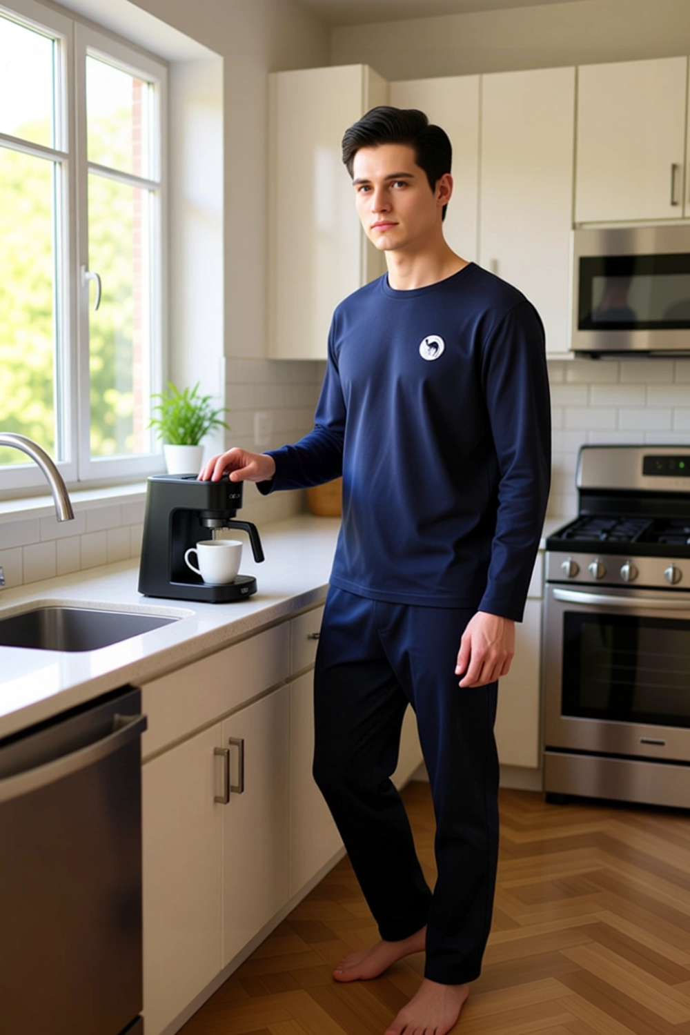 Erkek Regular Fit Uzun Kollu Pijama Takımı Deve Baskılı Fonksiyonel Dayanıklı Kaliteli Şık
