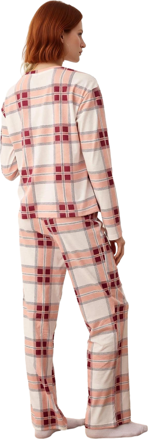 Kadın Ekose Desenli Uzun Kollu Pijama Takımı Fonksiyonel Dayanıklı Kaliteli Konforlu Rahat