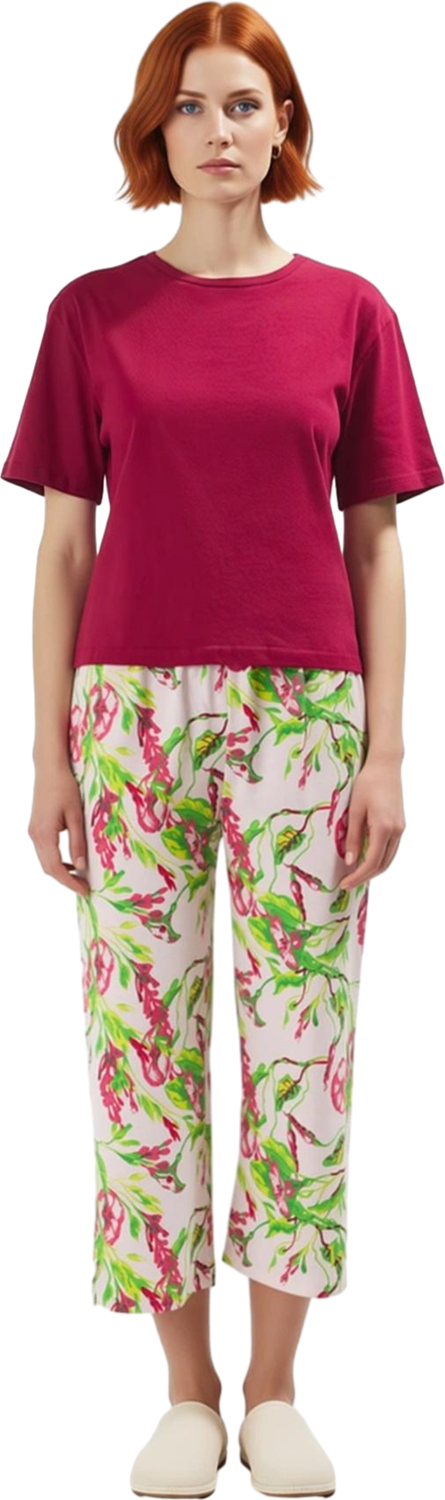 Pamuklu Örme Pijama Takımı Çiçek Desenli Rahat ve Şık Premium Kalite Kullanım