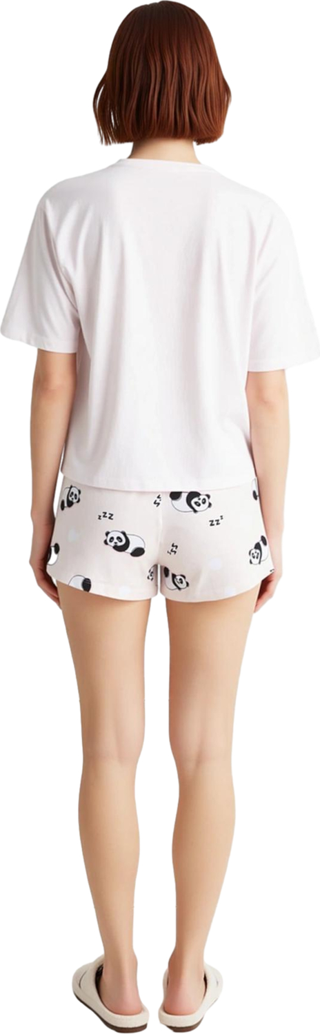 Kadın Panda Desenli Pijama Takımı Bisiklet Yaka Kısa Kollu Fonksiyonel Dayanıklı Kaliteli Şık