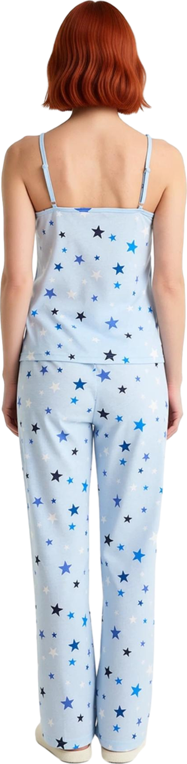 Kadın Yıldızlı İp Askılı Pijama Takımı Fonksiyonel Dayanıklı Kaliteli Konforlu Estetik Şık