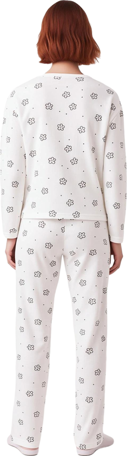 Kadın Çiçek Desenli Uzun Kollu Pijama Takımı Fonksiyonel Dayanıklı Kaliteli Konforlu Rahat