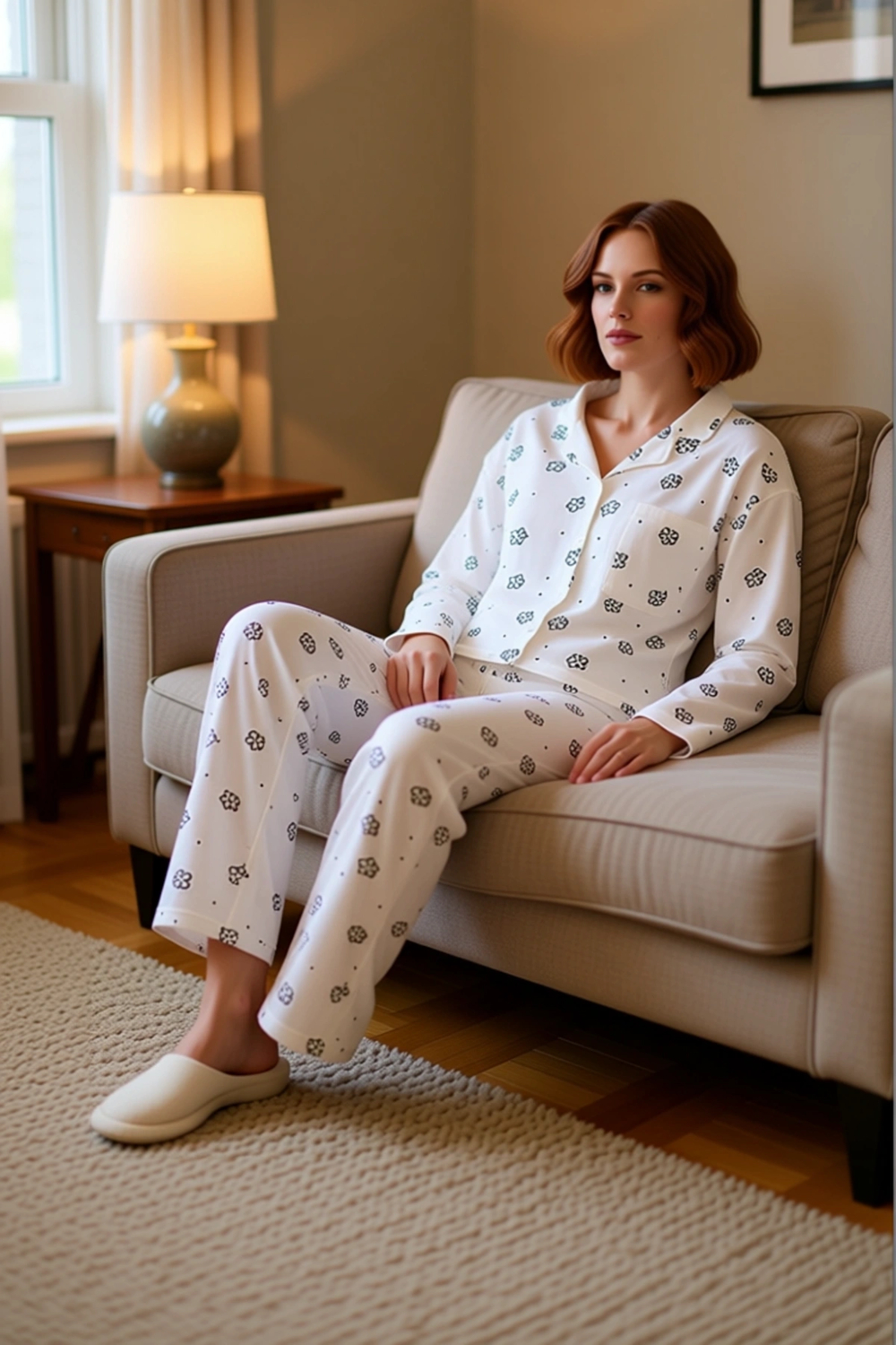 Kadın Çiçek Desenli Uzun Kollu Pijama Takımı Fonksiyonel Dayanıklı Kaliteli Konforlu Rahat
