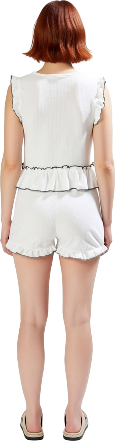 Kadın Fırfırlı Detaylı Örme Pijama Takımı Fonksiyonel Dayanıklı Kaliteli Konforlu Estetik Şık