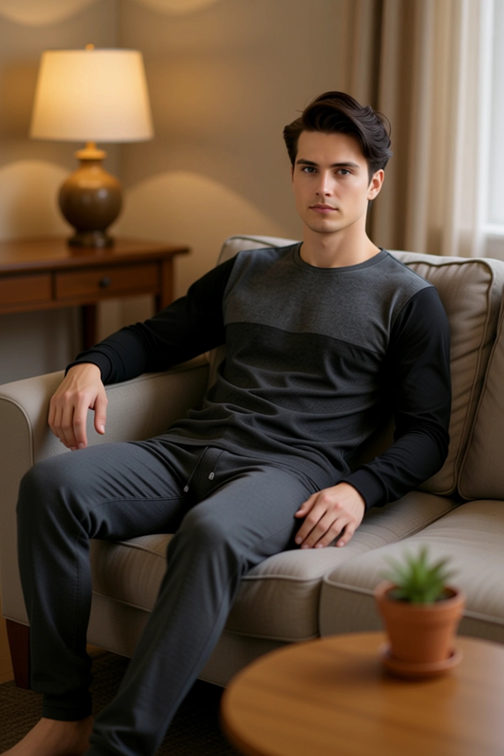 Erkek Koyu Melanj Regular Fit Pijama Takımı Fonksiyonel Dayanıklı Kaliteli Konforlu Modern
