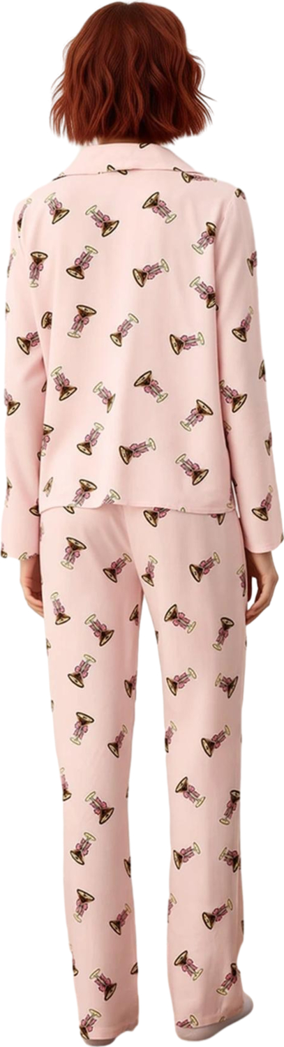 Kadın Baskılı Viskon Gömlek Yaka Pijama Takımı Fonksiyonel Dayanıklı Kaliteli Konforlu Şık