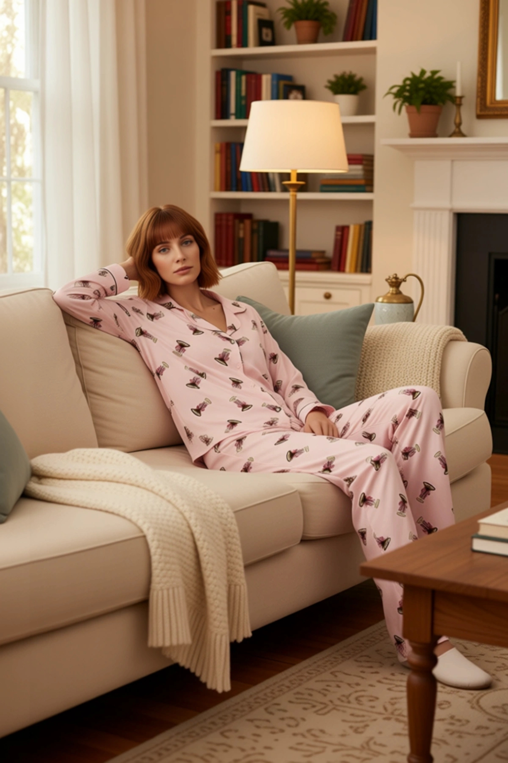 Kadın Baskılı Viskon Gömlek Yaka Pijama Takımı Fonksiyonel Dayanıklı Kaliteli Konforlu Şık