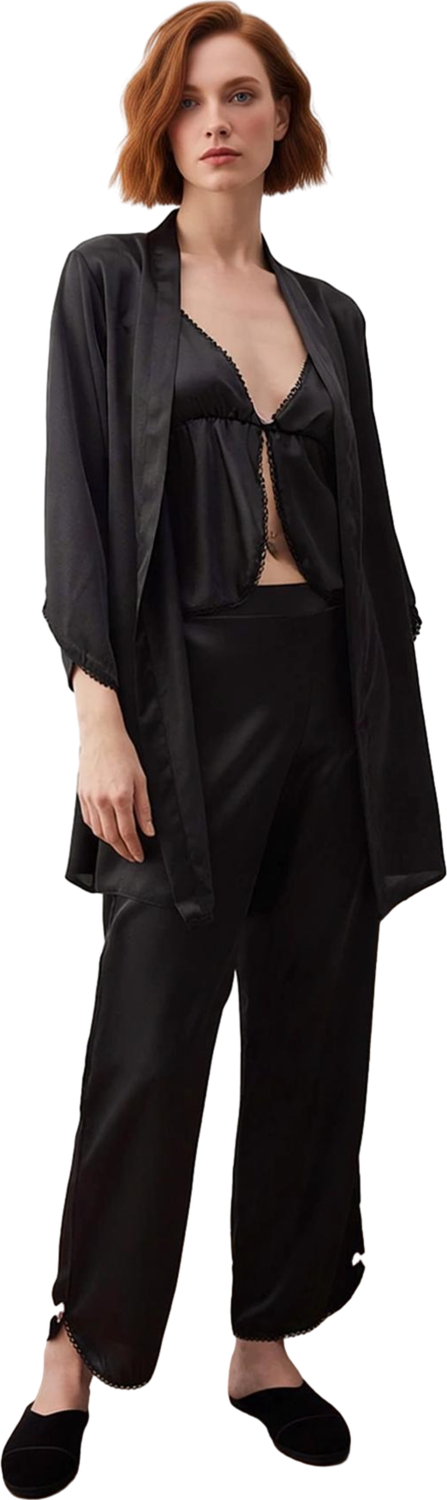 Kadın Saten Loungewear Seti Sabahlık ve Pijama Takımı Fonksiyonel Dayanıklı Kaliteli Rahat