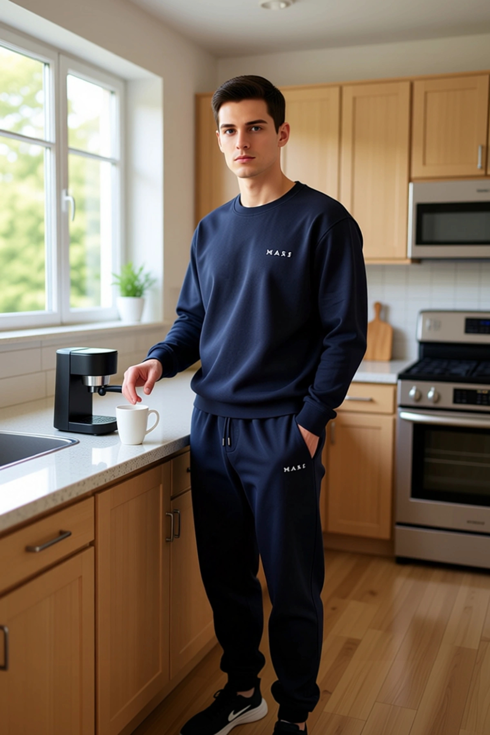 Erkek Nakışlı Sweatshirt ve Eşofman Altı Ev Giyim Takımı Fonksiyonel Dayanıklı Kaliteli Şık