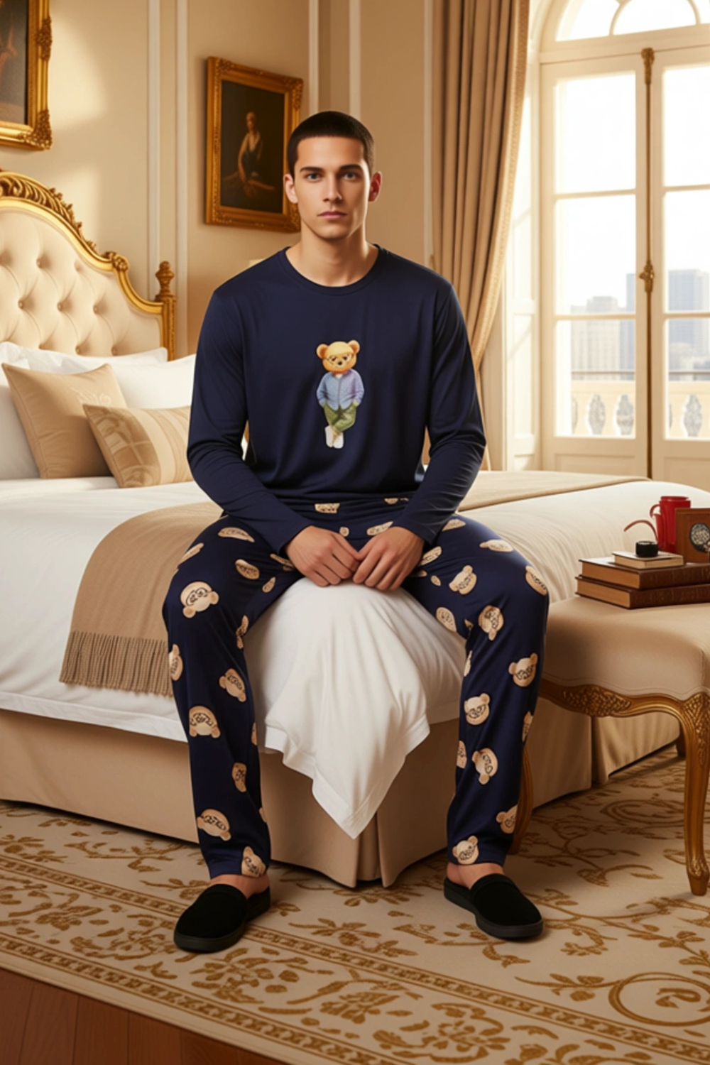 Kadın Sevimli Ayıcık Desenli Pijama Takımı Fonksiyonel Dayanıklı Kaliteli Konforlu Estetik