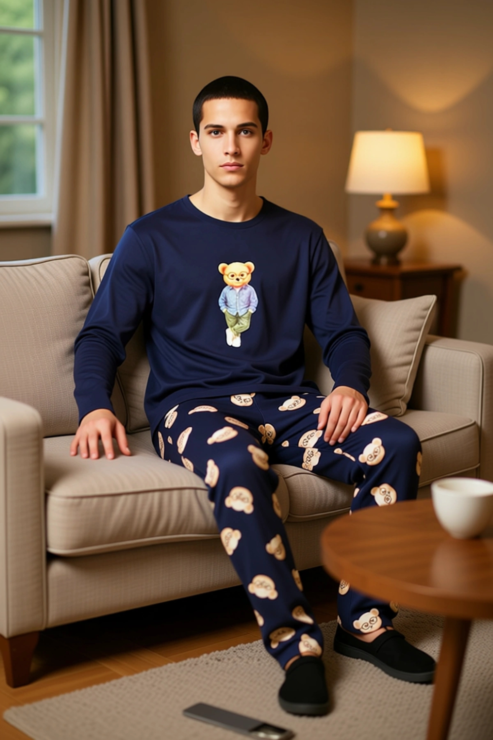 Kadın Sevimli Ayıcık Desenli Pijama Takımı Fonksiyonel Dayanıklı Kaliteli Konforlu Estetik