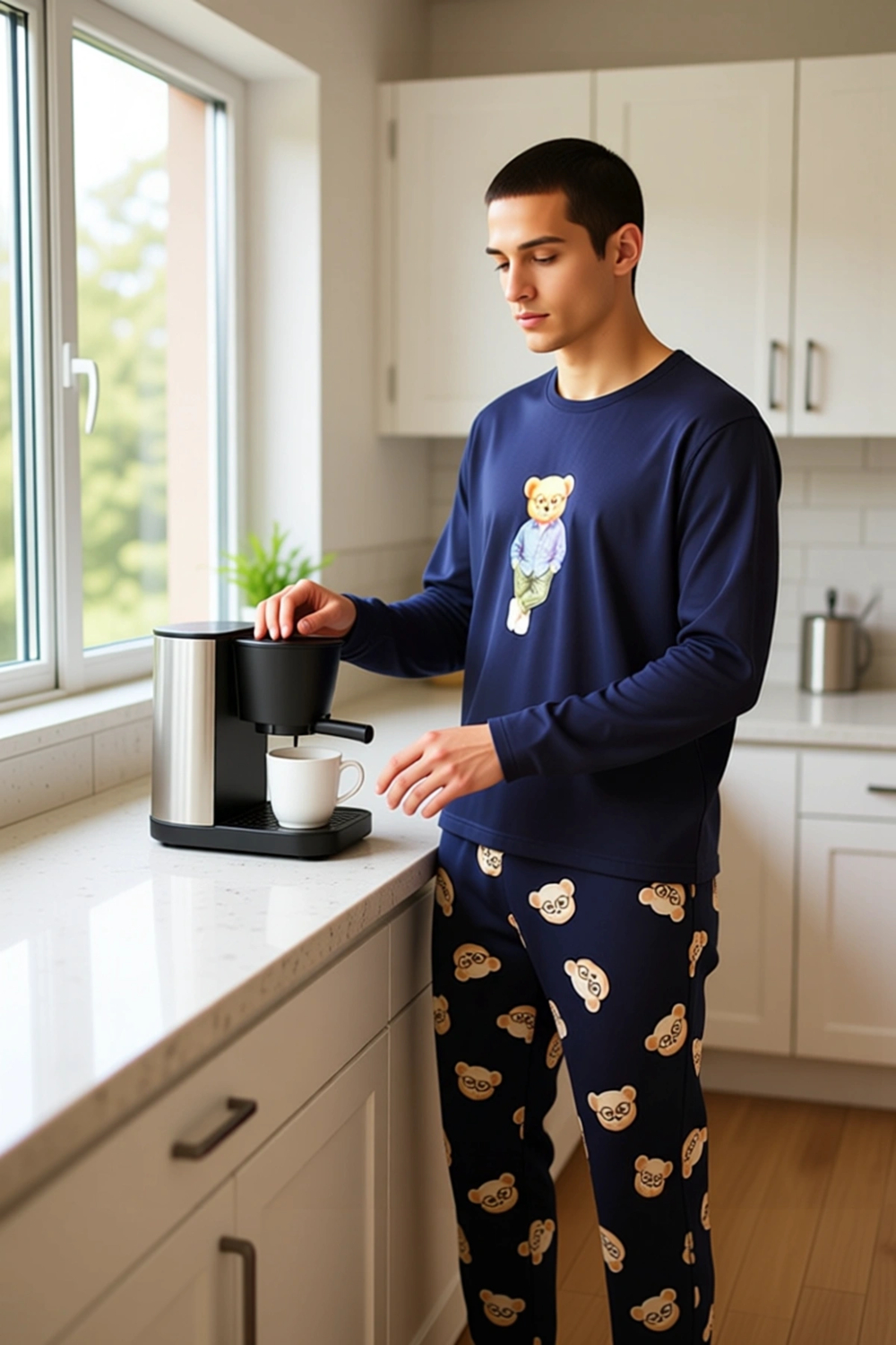 Kadın Sevimli Ayıcık Desenli Pijama Takımı Fonksiyonel Dayanıklı Kaliteli Konforlu Estetik