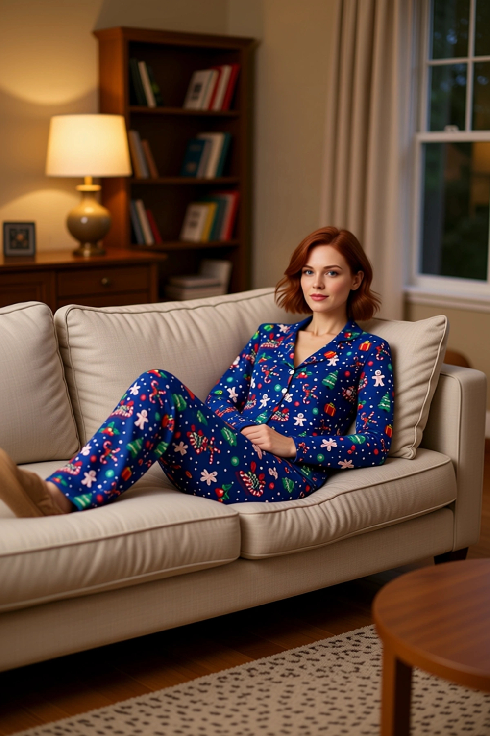 Kadın Kışlık Yılbaşı Temalı Pijama Takımı Fonksiyonel Dayanıklı Kaliteli Konforlu Estetik Şık