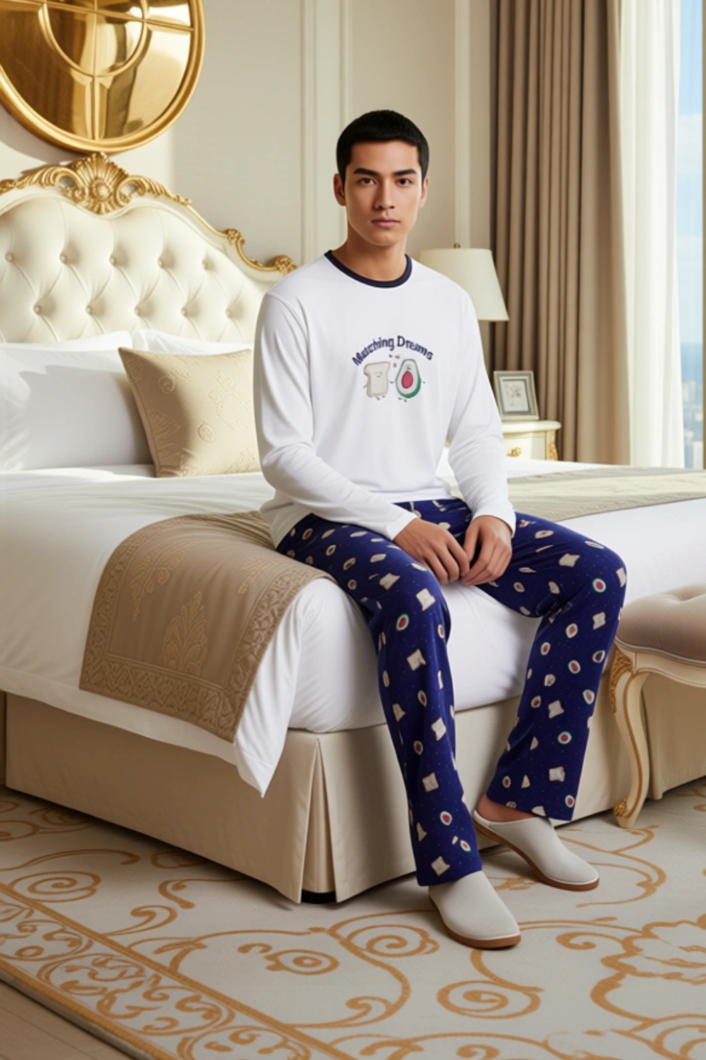 Avokado Baskılı Pamuklu Pijama Takımı Kadın Fonksiyonel Dayanıklı Kaliteli Konforlu Modern