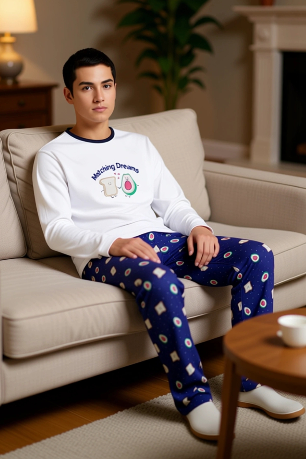 Avokado Baskılı Pamuklu Pijama Takımı Kadın Fonksiyonel Dayanıklı Kaliteli Konforlu Modern