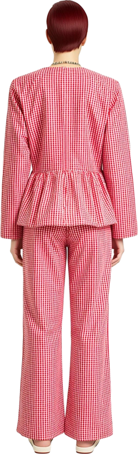 Kadin Kirmizi Kareli Pijama Gömlek Pantolon Takımı Fonksiyonel Dayanıklı Kaliteli Konforlu