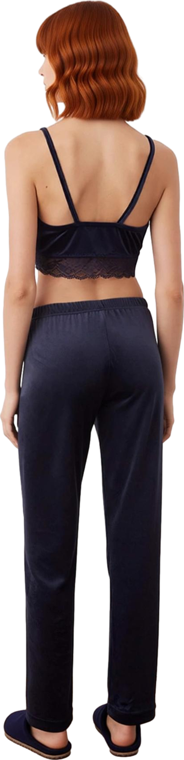 Kadın Kadife Pijama Takımı V Yaka Dantel Detaylı Ev Giyimi Fonksiyonel Dayanıklı Kaliteli Şık