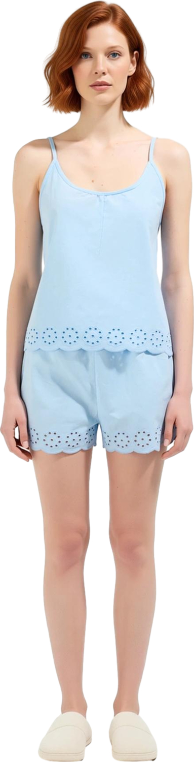 Kadın Brode Detaylı İnce Askılı Poplin Pijama Takımı Fonksiyonel Dayanıklı Kaliteli Modern