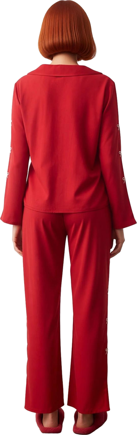 Kadın Nakışlı Gömlek Pantolon Pijama Takımı Fonksiyonel Dayanıklı Kaliteli Konforlu Modern