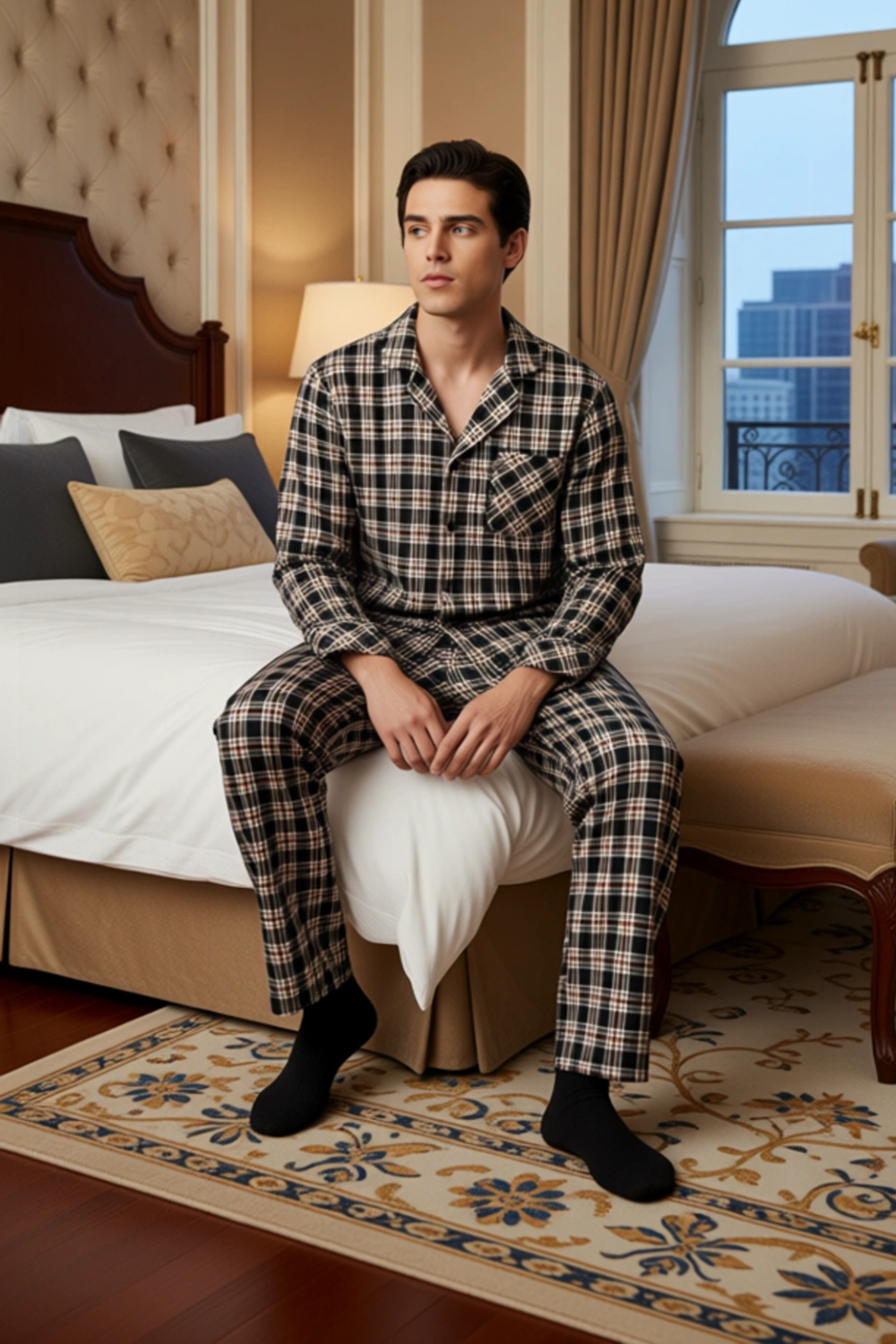 Erkek Flanel Ekose Pijama Gömlek ve Pantolon Seti Fonksiyonel Dayanıklı Kaliteli Konforlu Şık