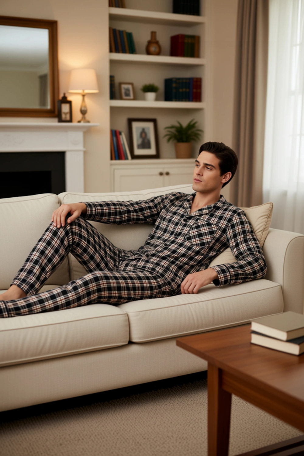 Erkek Flanel Ekose Pijama Gömlek ve Pantolon Seti Fonksiyonel Dayanıklı Kaliteli Konforlu Şık