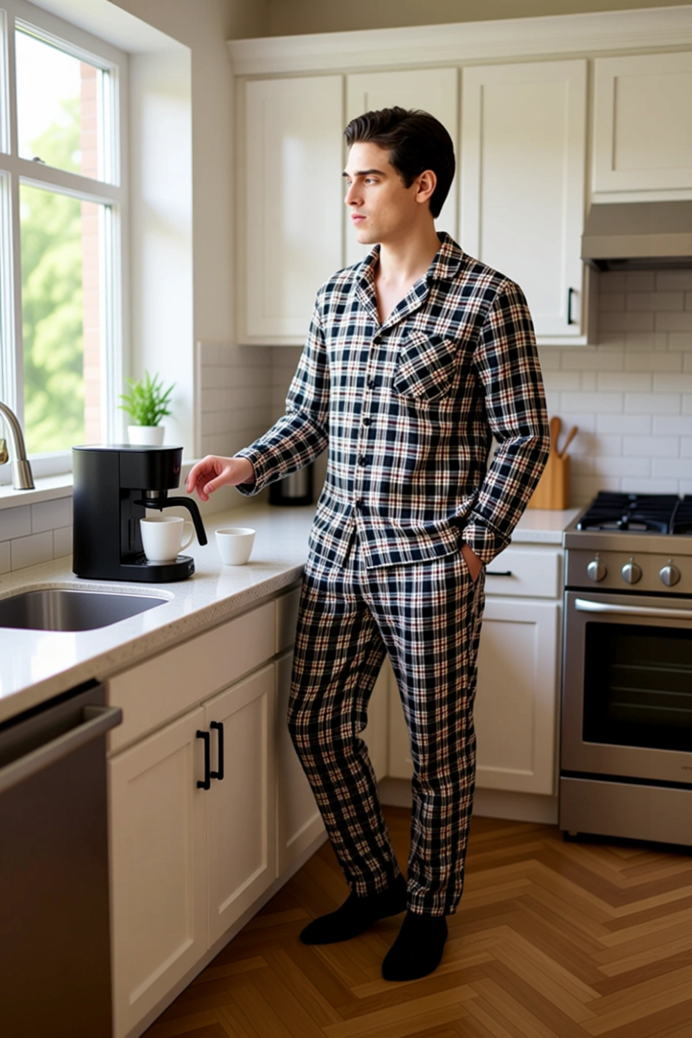 Erkek Flanel Ekose Pijama Gömlek ve Pantolon Seti Fonksiyonel Dayanıklı Kaliteli Konforlu Şık
