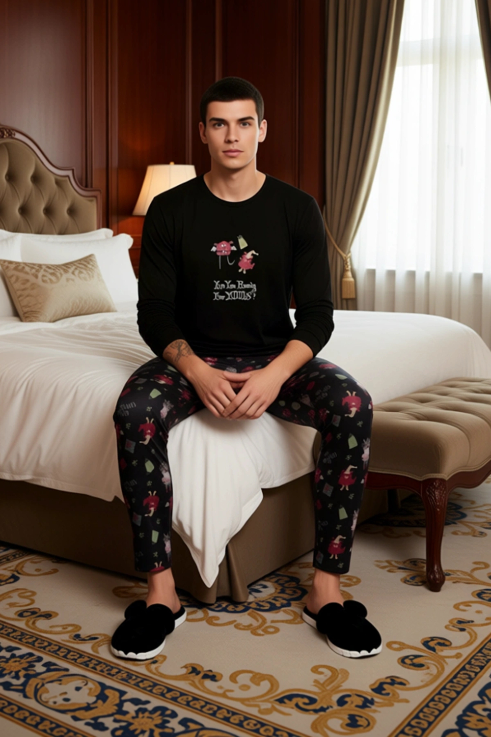 Kadın Yılbaşı Temalı Regular Fit Pijama Takımı Fonksiyonel Dayanıklı Kaliteli Konforlu Şık