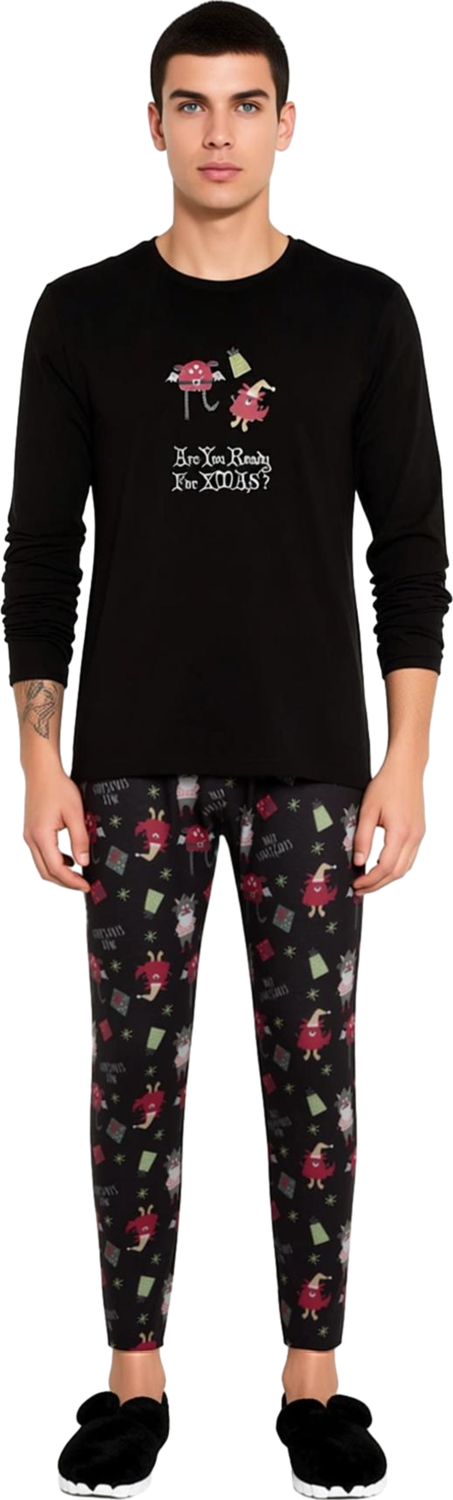 Kadın Yılbaşı Temalı Regular Fit Pijama Takımı Fonksiyonel Dayanıklı Kaliteli Konforlu Şık