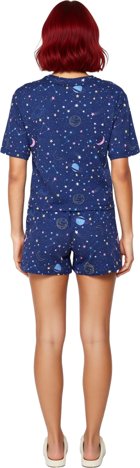 Kadın Gece Galaksi Baskılı Pijama Seti Fonksiyonel Dayanıklı Kaliteli Konforlu Estetik Şık