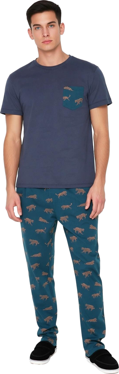 Erkek Baskılı Pamuklu Pijama Takımı Animal Desen Fonksiyonel Dayanıklı Kaliteli Konforlu Şık