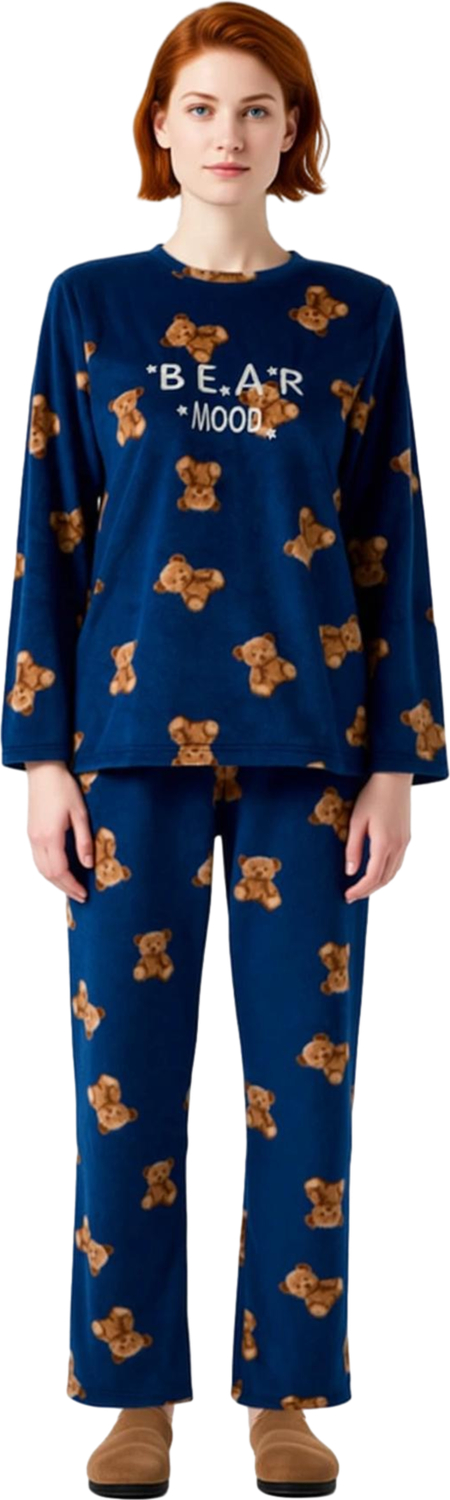 Kadın Ayıcık Desenli Polar Pijama Takımı Fonksiyonel Dayanıklı Kaliteli Konforlu Estetik Şık