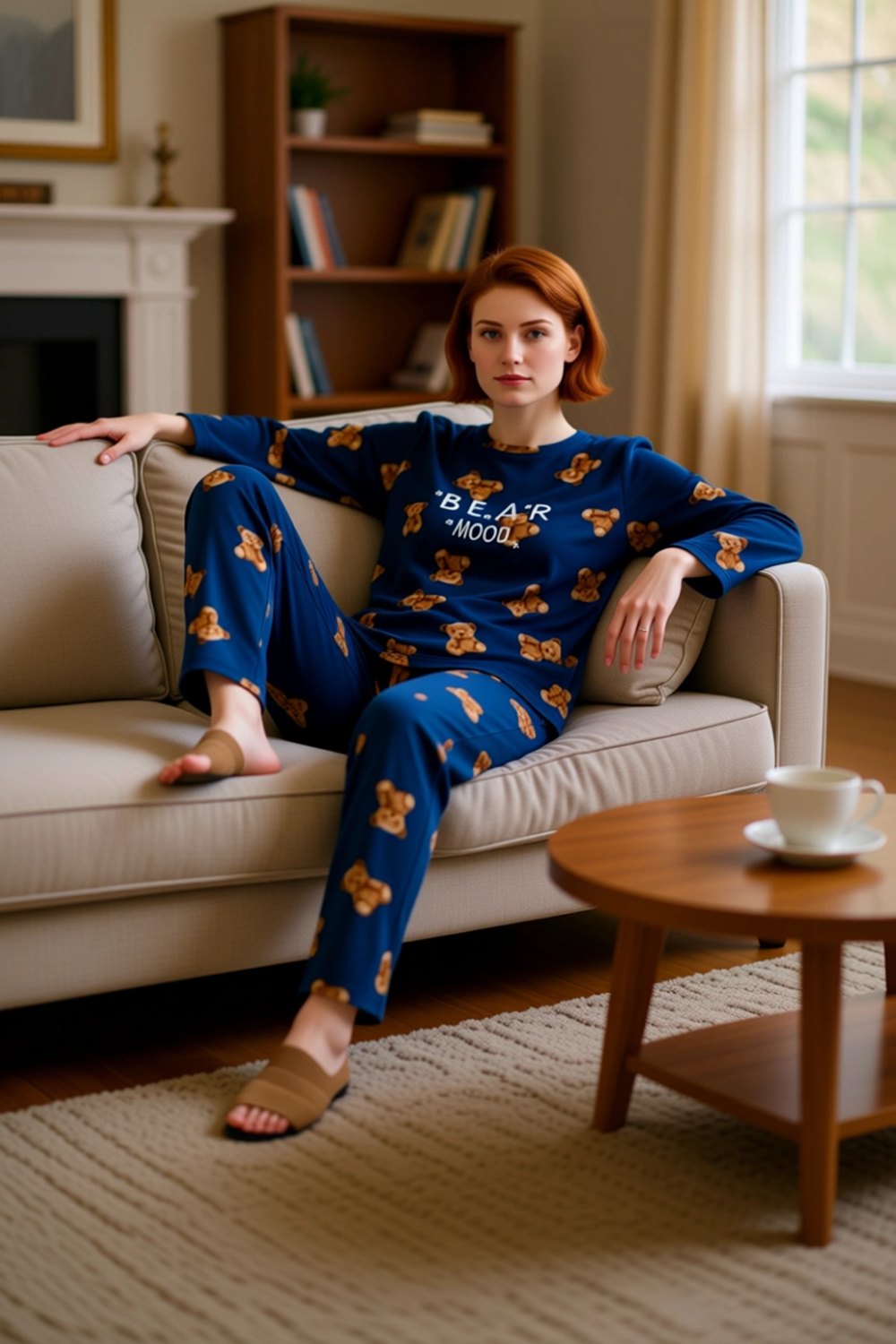 Kadın Ayıcık Desenli Polar Pijama Takımı Fonksiyonel Dayanıklı Kaliteli Konforlu Estetik Şık
