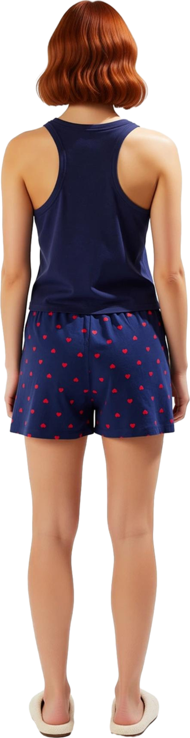 Kadın Kalpli Askılı Şort Pijama Seti Fonksiyonel Dayanıklı Kaliteli Konforlu Estetik Rahat