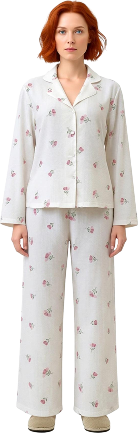 Kadın Çiçek Desenli Örme Pijama Takımı Fonksiyonel Dayanıklı Kaliteli Konforlu Estetik Şık