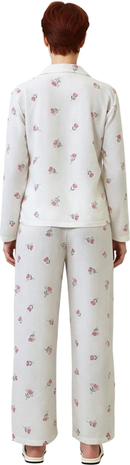 Kadın Çiçek Desenli Örme Pijama Takımı Fonksiyonel Dayanıklı Kaliteli Konforlu Estetik Şık
