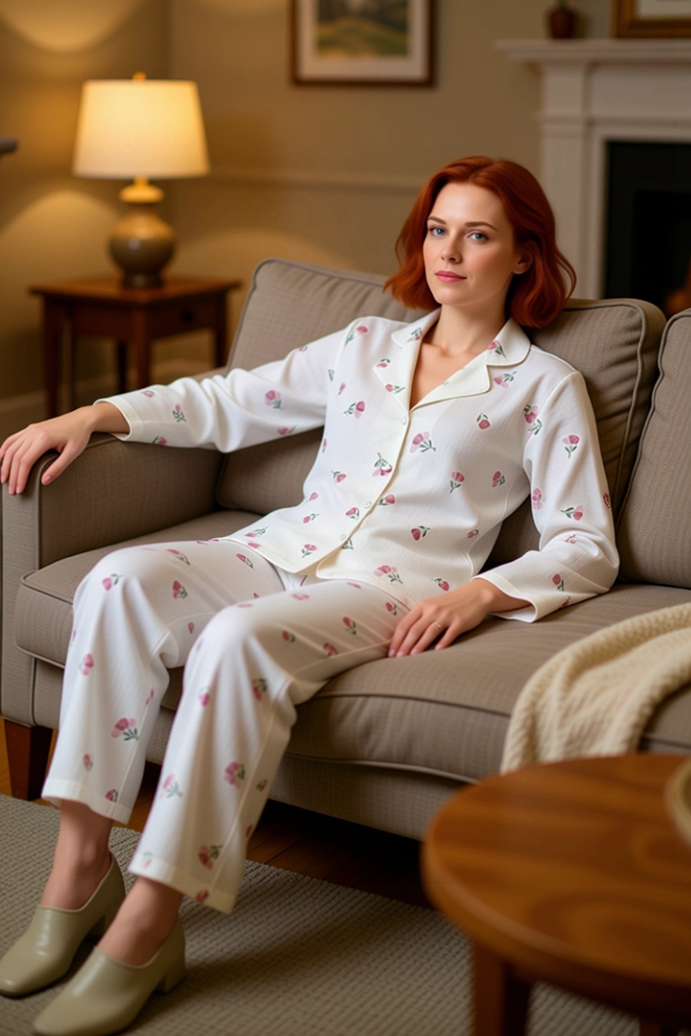 Kadın Çiçek Desenli Örme Pijama Takımı Fonksiyonel Dayanıklı Kaliteli Konforlu Estetik Şık