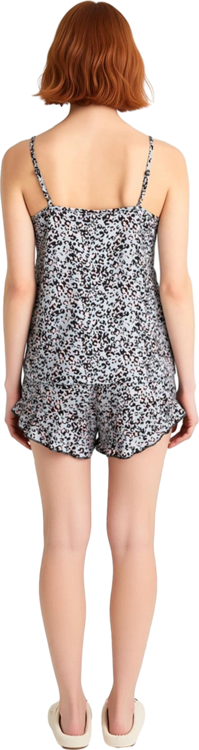 Kadın Viskon Leopar Desenli Dantelli Pijama Takımı Fonksiyonel Dayanıklı Kaliteli Konforlu