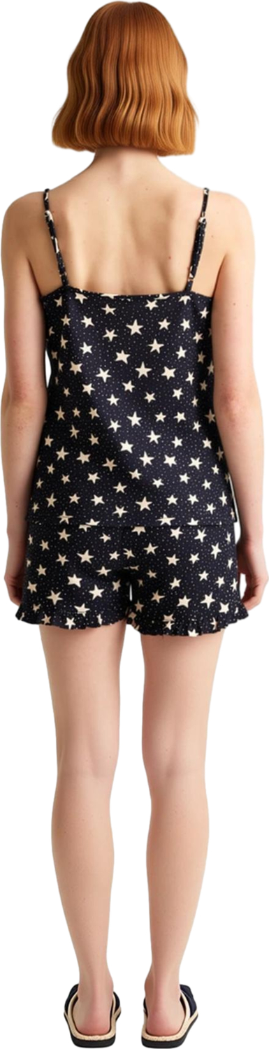 Kadın Yıldız ve Nokta Desenli İnce Askılı Pijama Seti Fonksiyonel Dayanıklı Kaliteli Rahat
