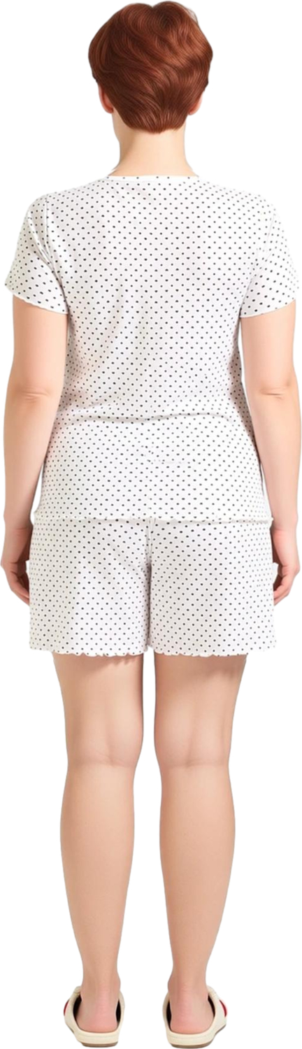 Kadın Kalp Desenli Örme Pijama Takımı Bisiklet Yaka Fonksiyonel Dayanıklı Kaliteli Estetik