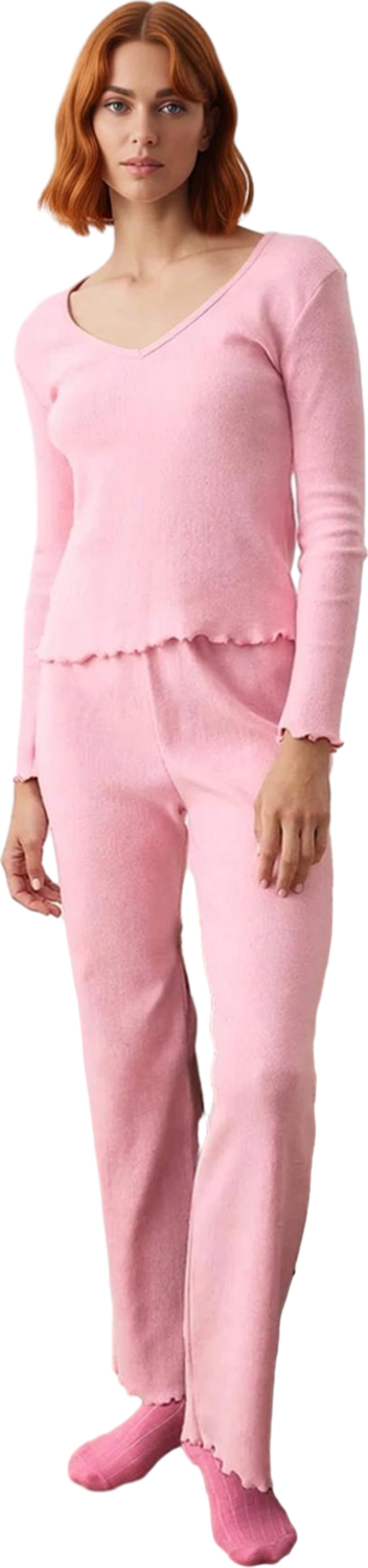 Kadın Yumuşak Tuşeli V Yaka Pijama Takımı Fonksiyonel Dayanıklı Kaliteli Konforlu Estetik Şık