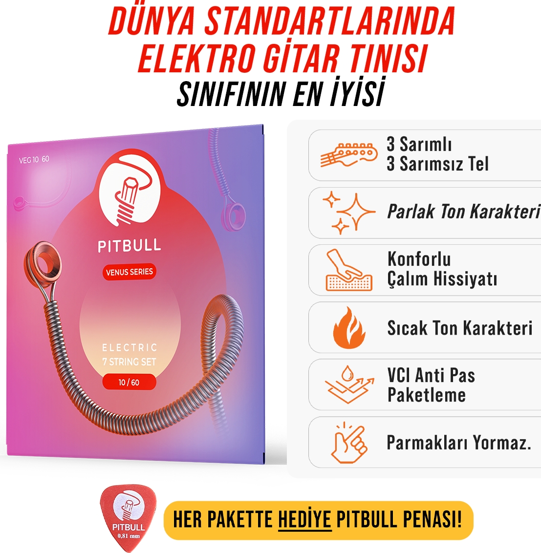 Venus Seri Elektro 7 Telli 10-60 Light Özellikleri