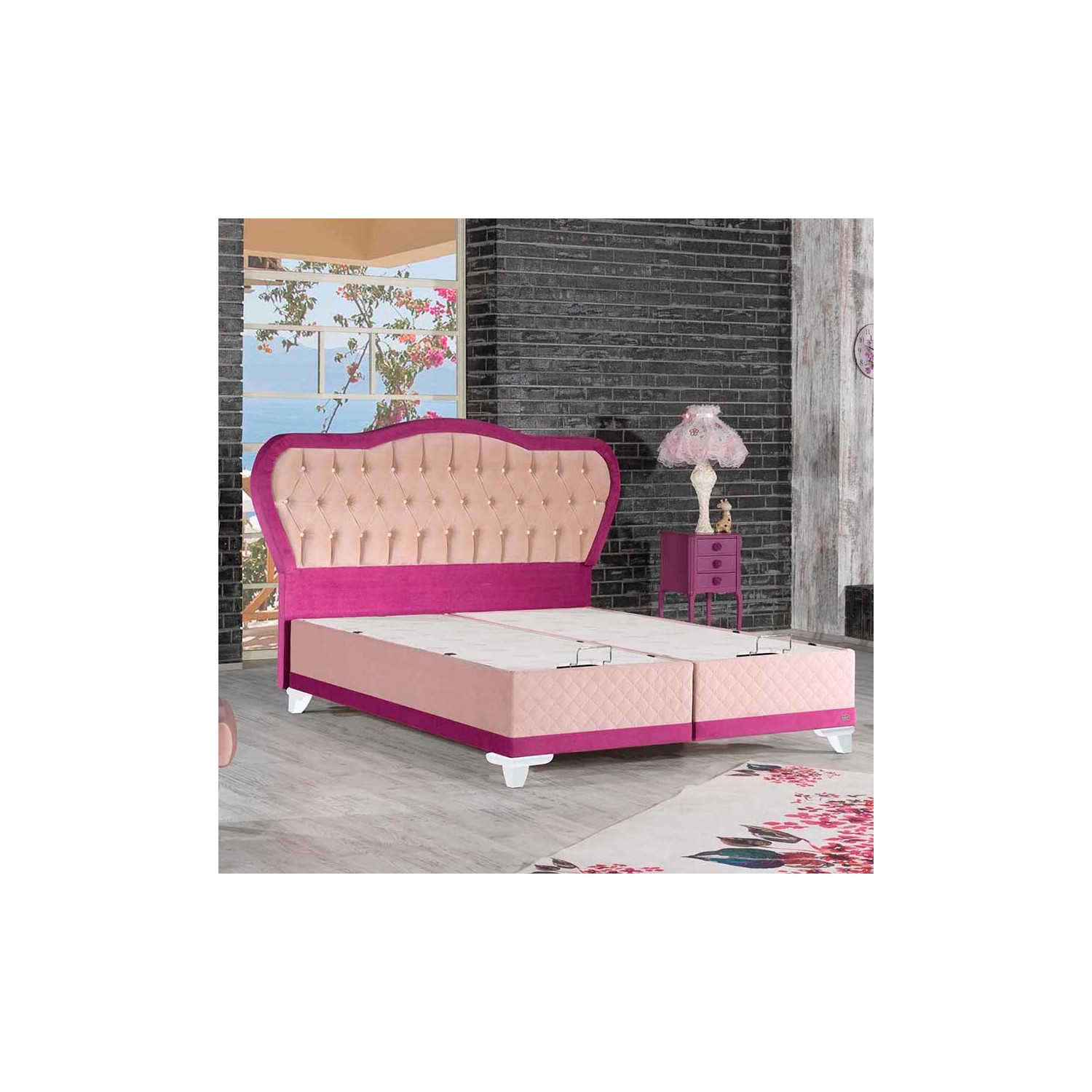 kilim mobilya 160x200 maldiv baza yatak baslik seti pembe fiyati