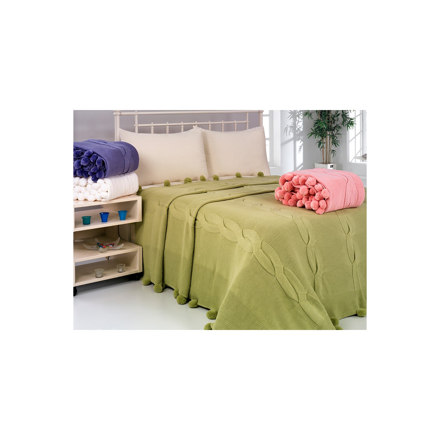 Suave Çok Amaçlı Tek Kişilik Triko Yatak Örtüsü Dila Lila