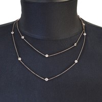 Chavin Tiffany Sıra Taşlı 93 cm. Uzun Zincir Gümüş Kolye db72