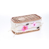 Kanca Ev Hasır, Kapaklı, Açık Kahverengi Sepet, Pembe Çiçekli, Küçük