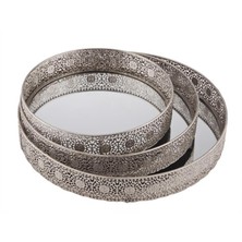 Biev Silver Yuvarlak Tepsi 25*6 cm Tekli